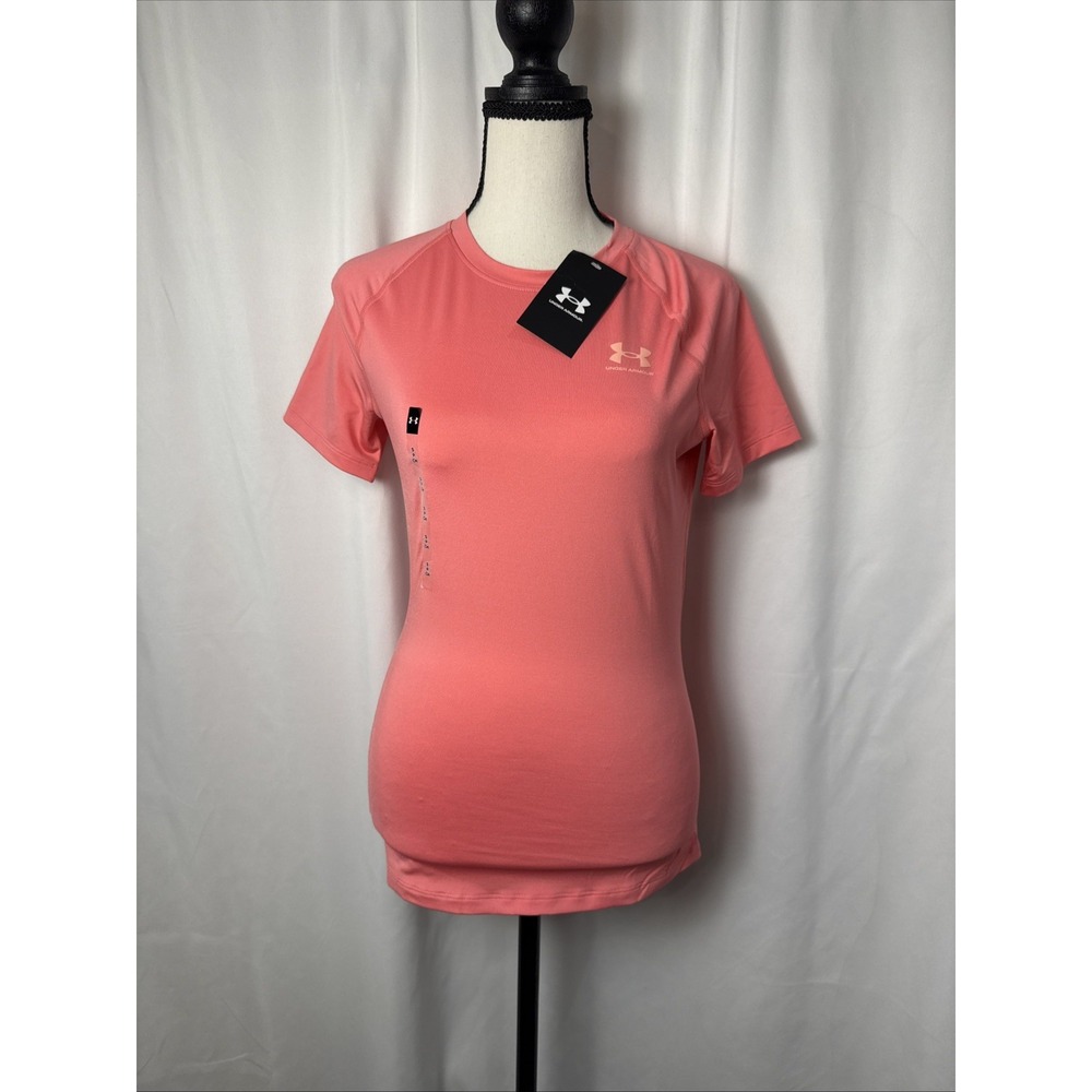New Under Armour  Womens Light Pink T Shirt Size Sm  Compression Heat Gear